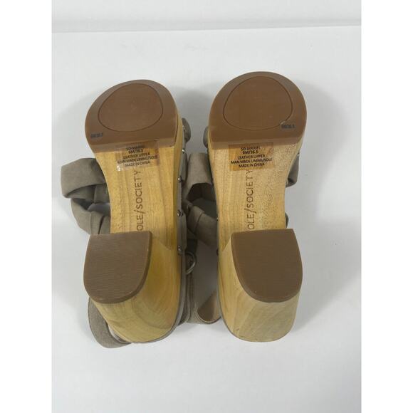 Sole Society Size 6 Mariel Studded Sandal Block Heel Mushroom Suede Wedge - Picture 10 of 12